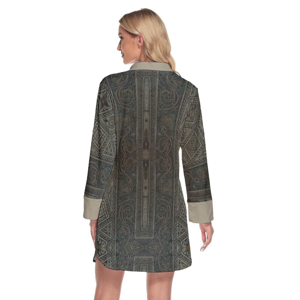 Morida Women's Lapel Shirt Dress With Long Sleeve