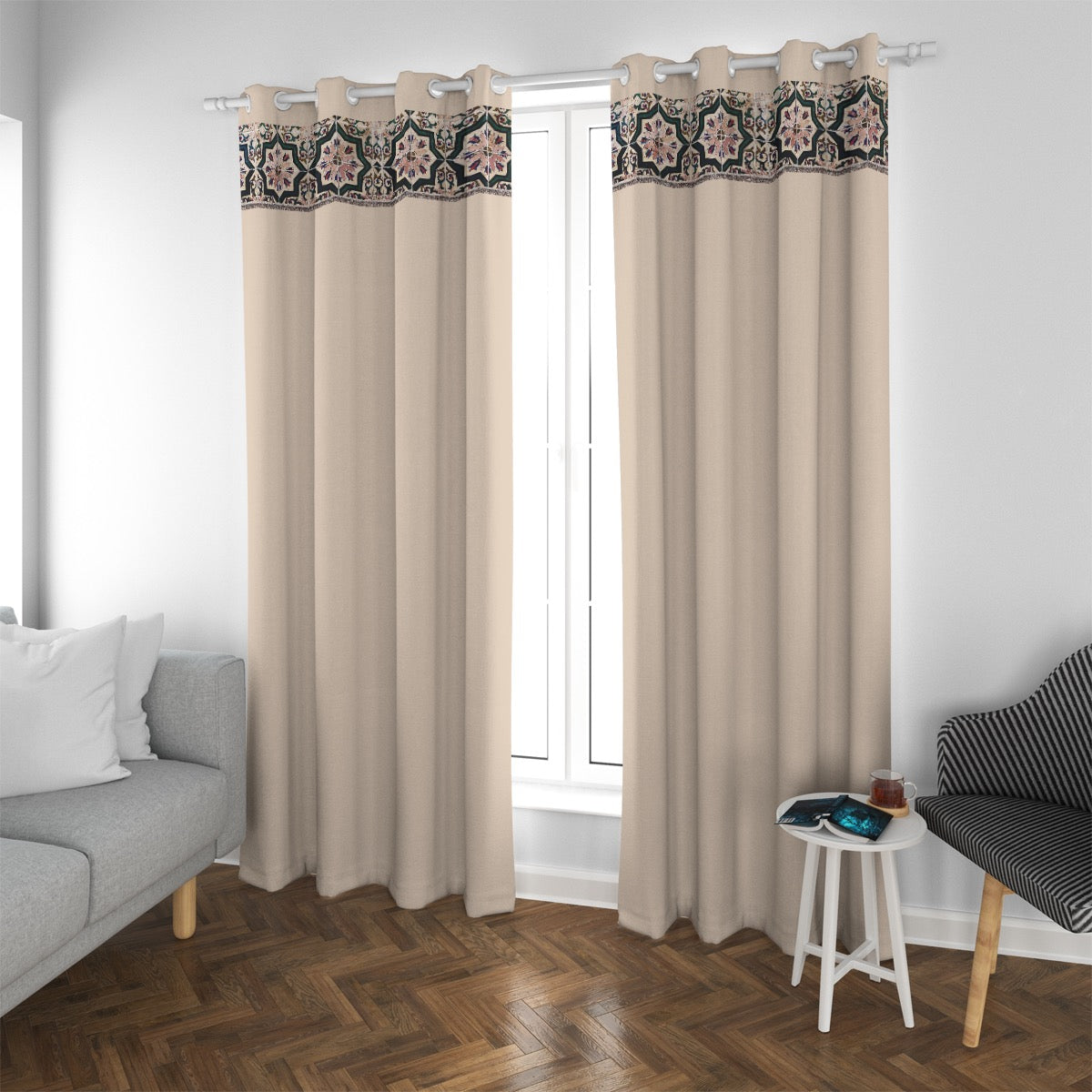 Portugal Flowers Grommet Curtains | 265(gsm)
