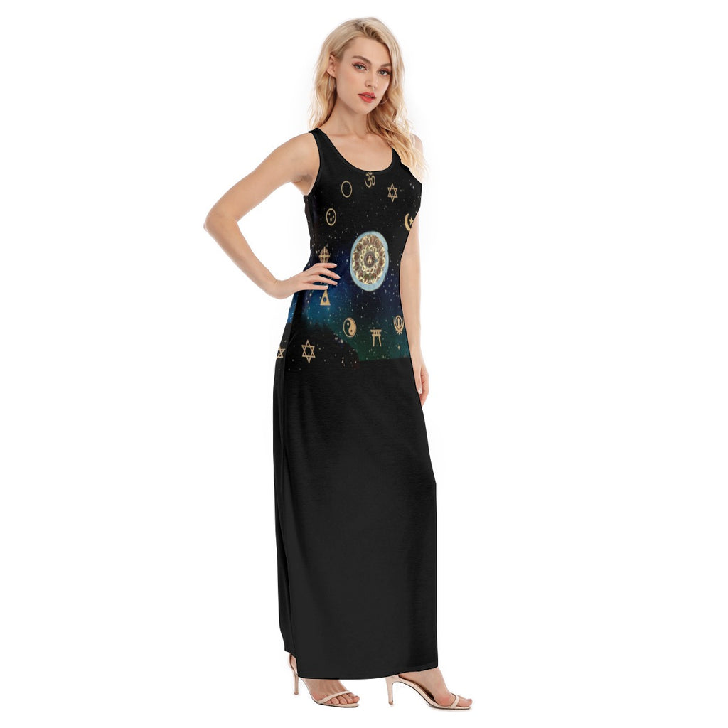 All-Over Print Women's Vest Dress | Length To Ankle