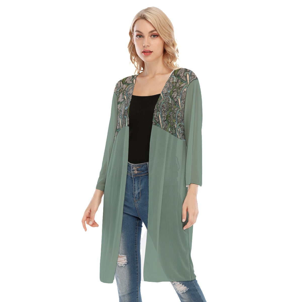 Beautifful Moon Women's V-neck Mesh Cardigan