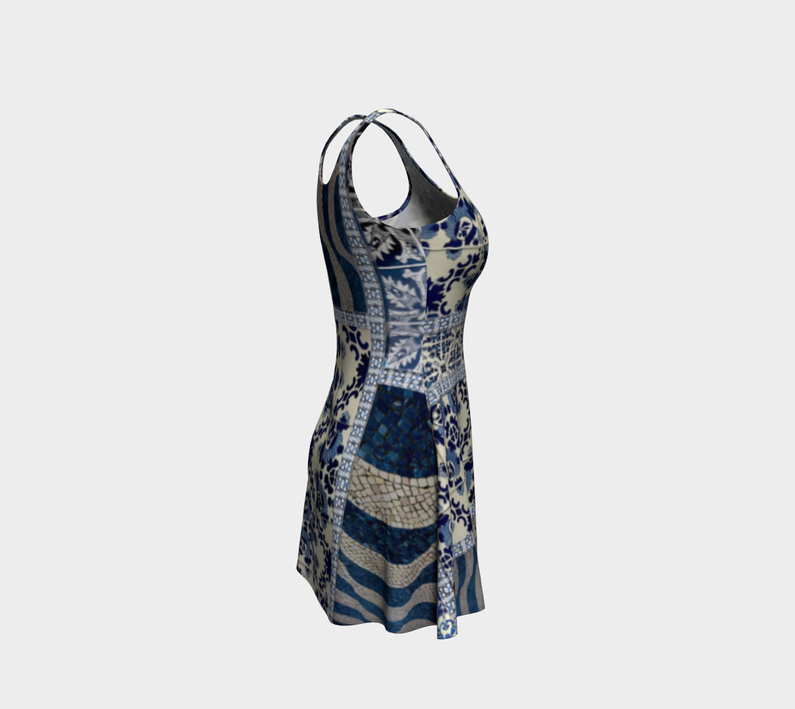 Blue Tile Montage Flare Dress