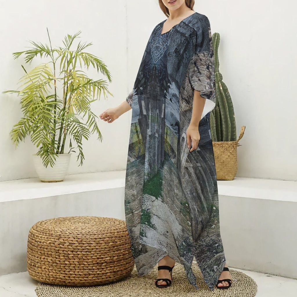 Why? Silk Kaftan: V-Neck Beach Cover-Up