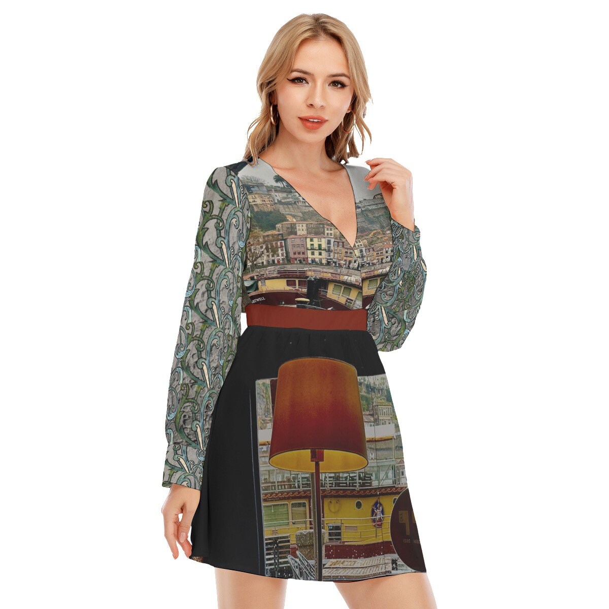 Window View Wrap Style Dress