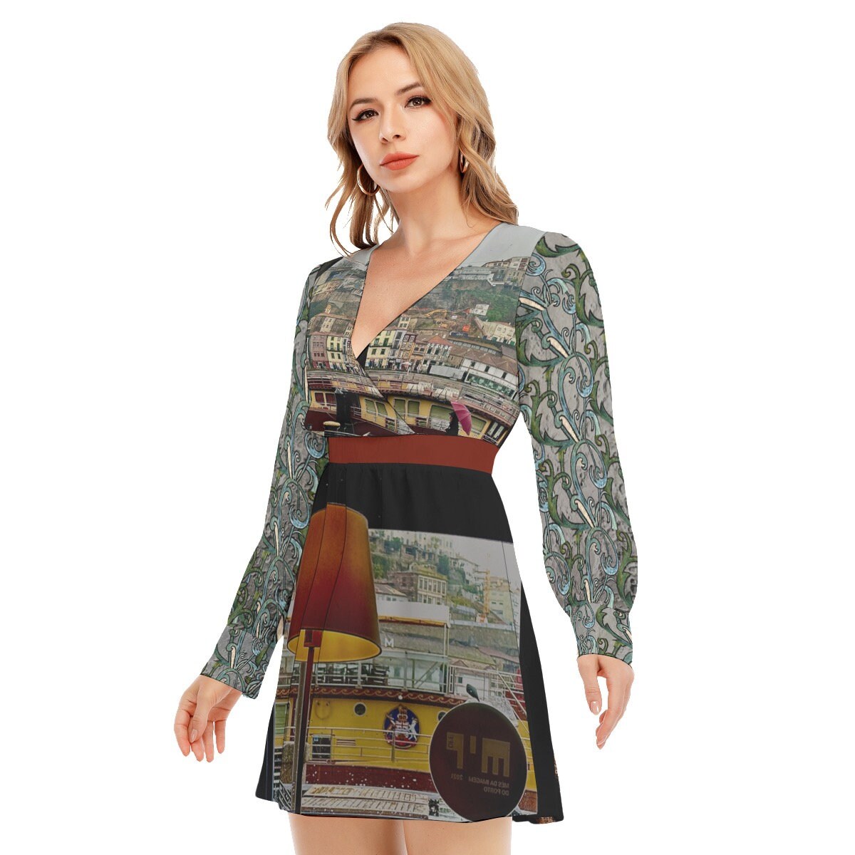 Window View Wrap Style Dress