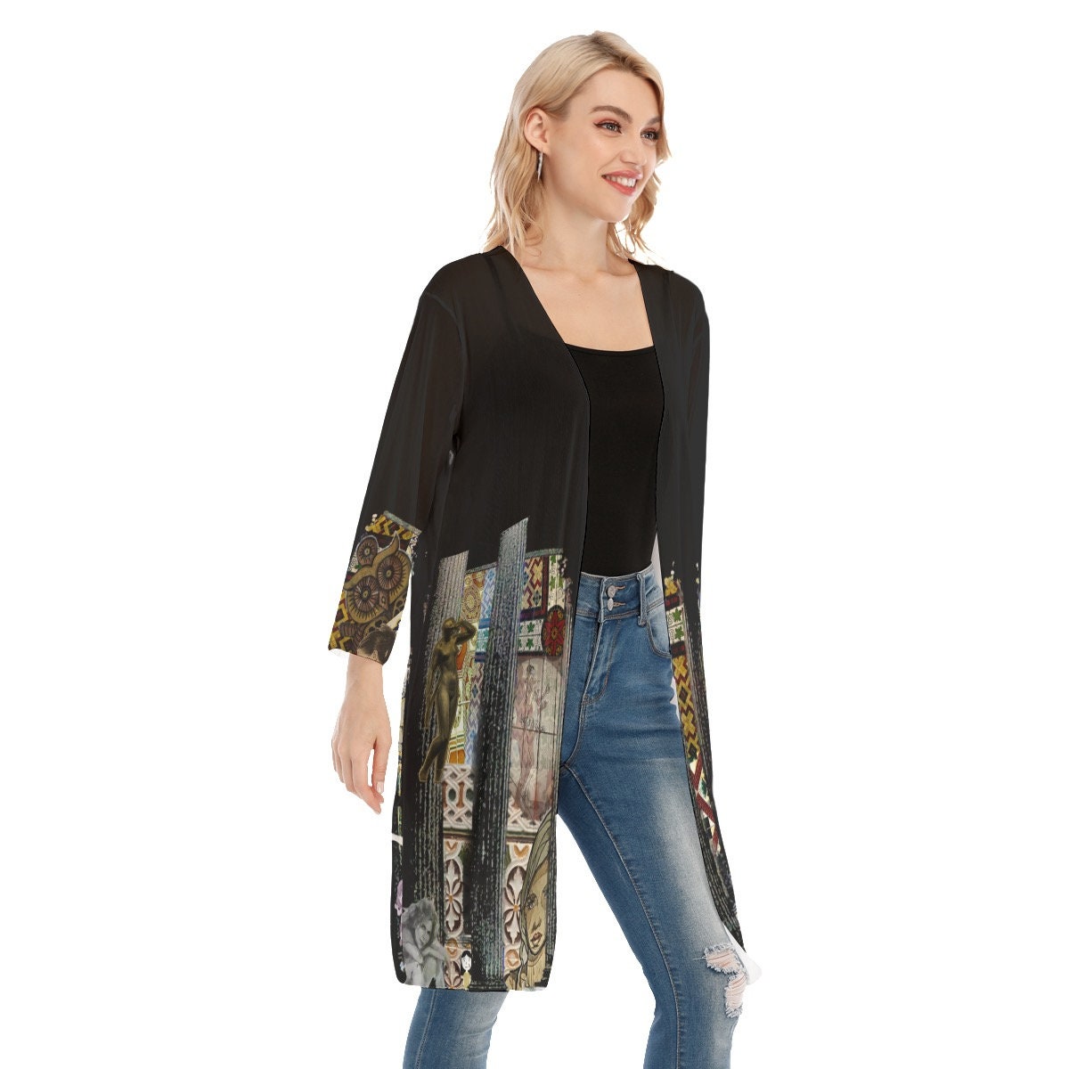 Mystery Women's V-neck Mesh Cardigan