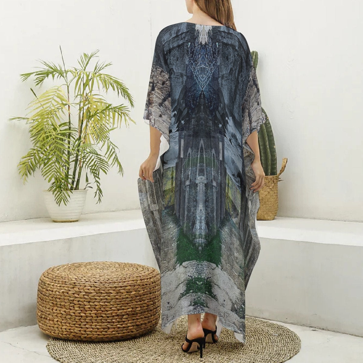 Why? Silk Kaftan: V-Neck Beach Cover-Up
