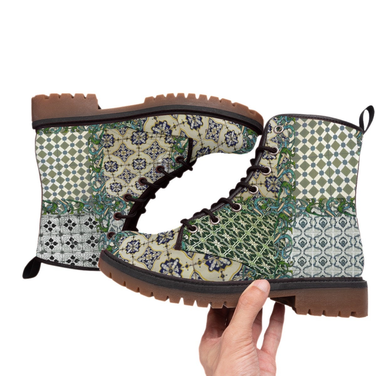 Portugal Tile Print Women's Boots: Stylish Fashion Footwear