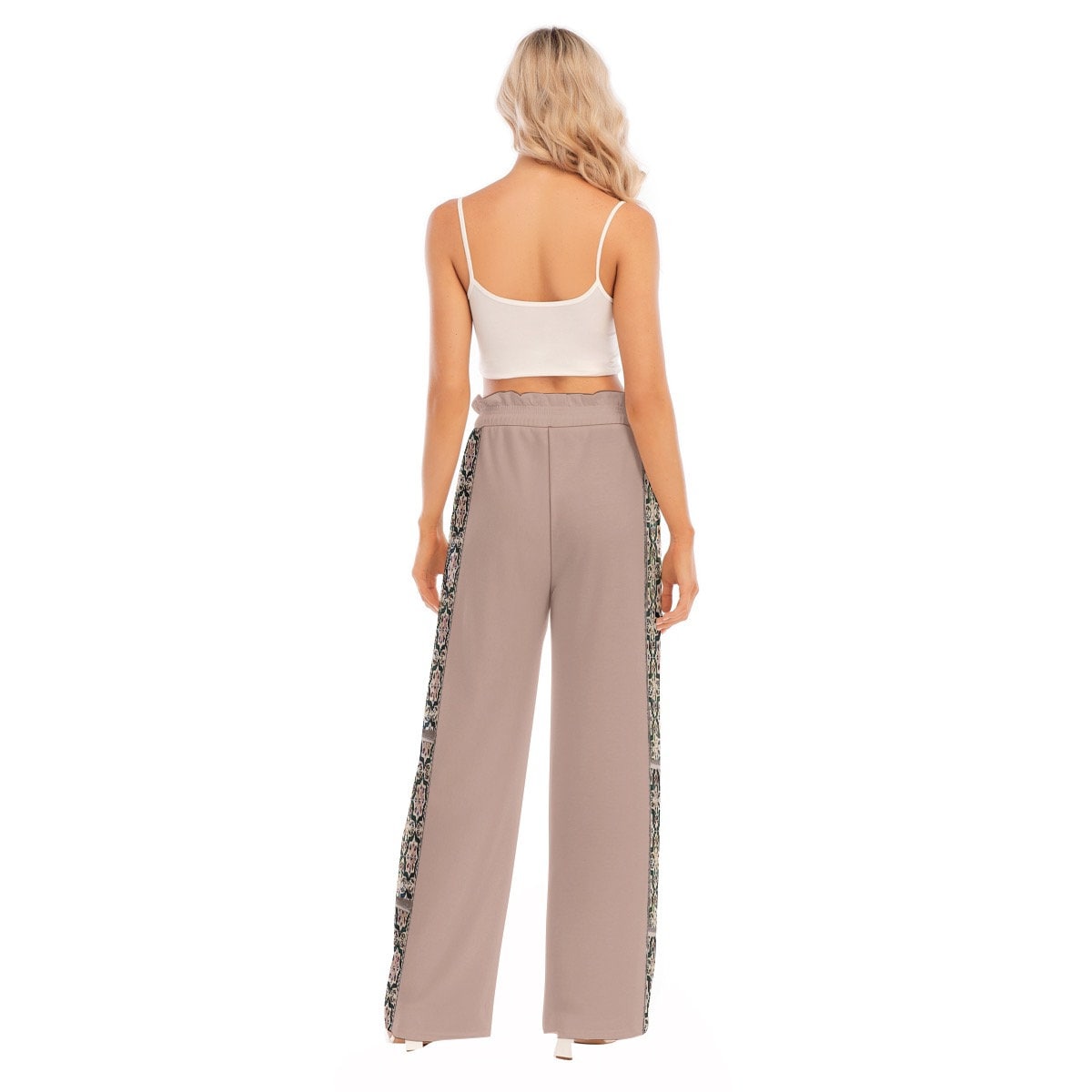 Porto Flower Waist Fungus Edge Wide Leg Pants