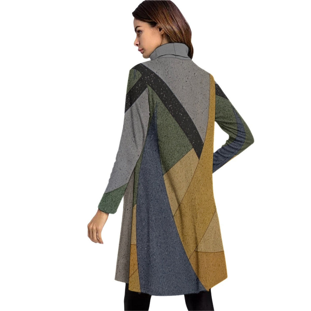 Architectural Mall Women's High Neck Dress With Long Sleeve