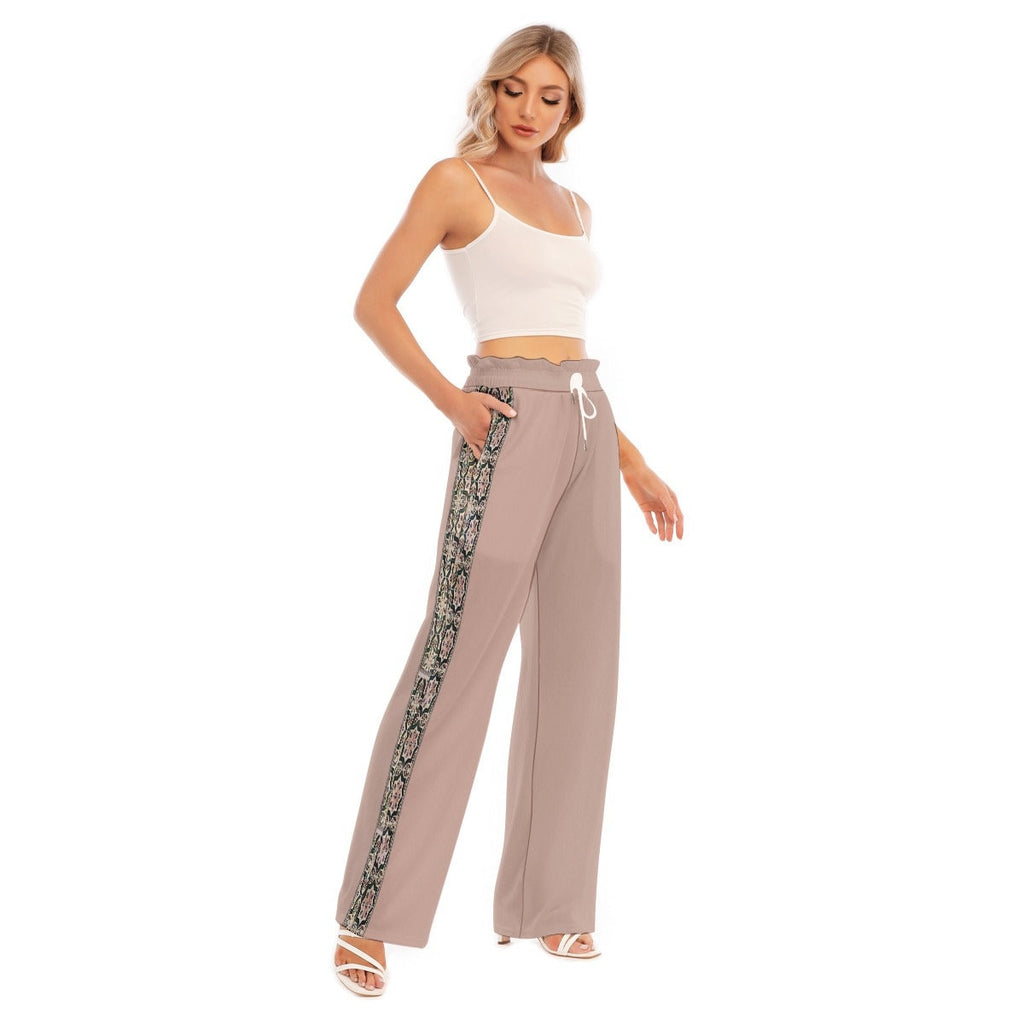 Porto Flower Waist Fungus Edge Wide Leg Pants