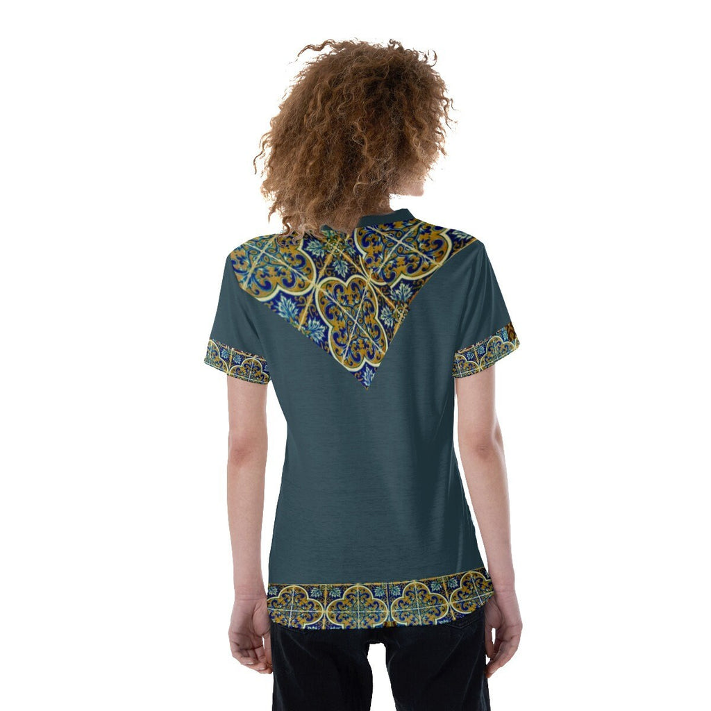 Green Dreams of Portugal V-Neck Summer Top