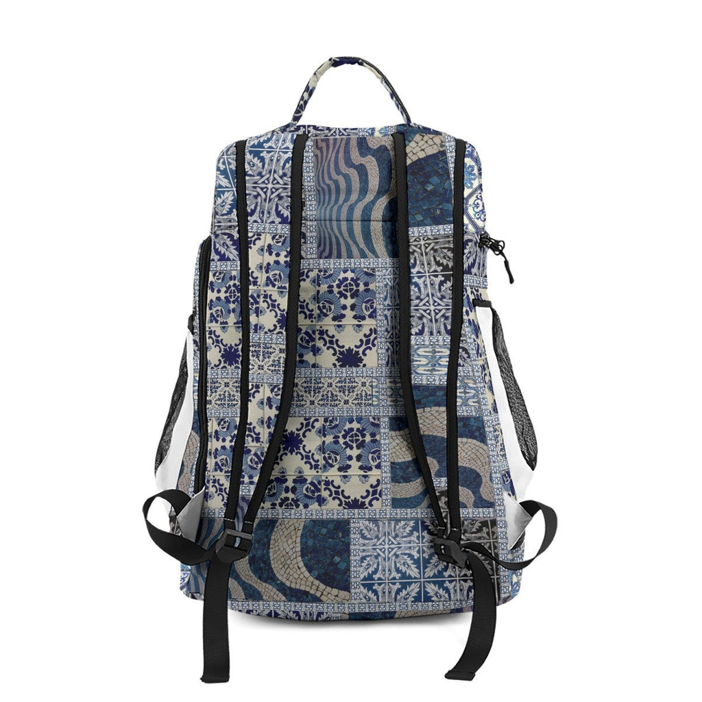 Portugal Blues Cloth Backpack: Water-Resistant Travel Sports Bag