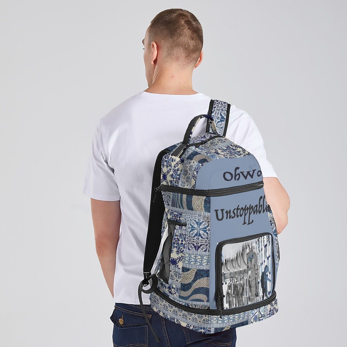 Portugal Blues Cloth Backpack: Water-Resistant Travel Sports Bag