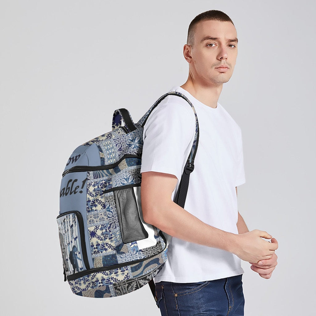 Portugal Blues Cloth Backpack: Water-Resistant Travel Sports Bag