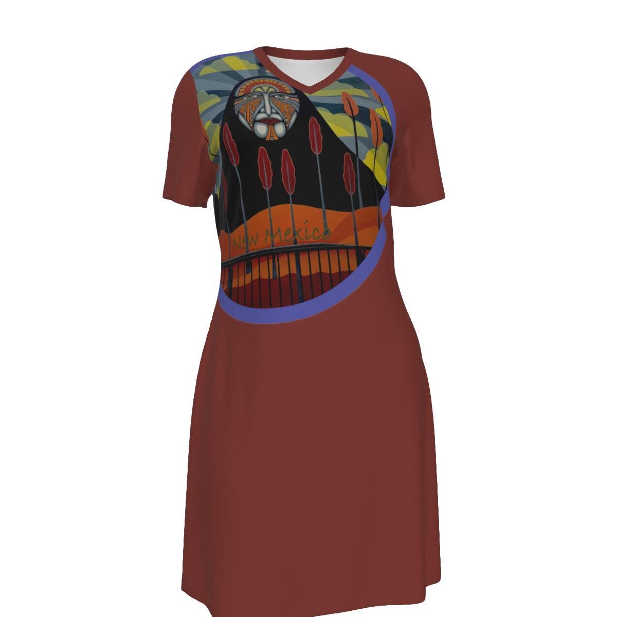 Aztec New Mexico All Cotton Short Sleeve Dress