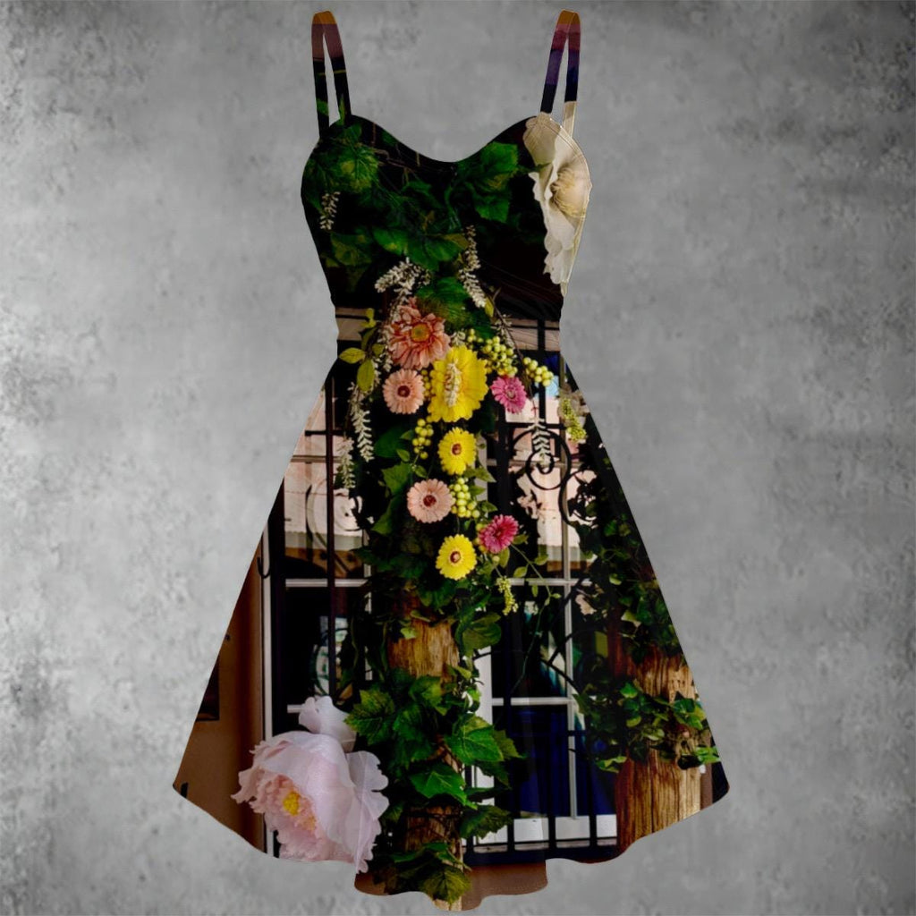 New Mexico Brown Floral Women's Spaghetti Strap Dress