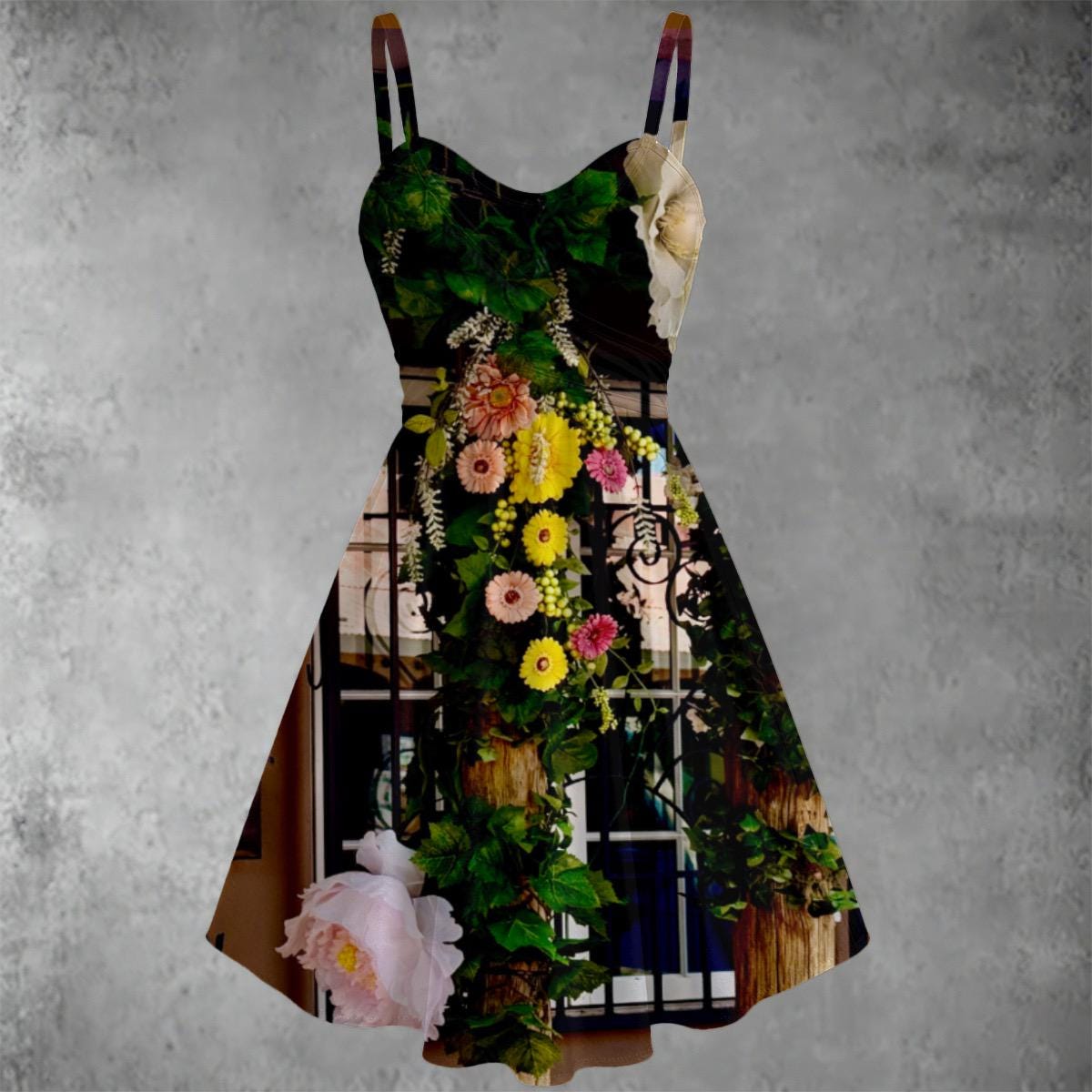 New Mexico Brown Floral Women's Spaghetti Strap Dress
