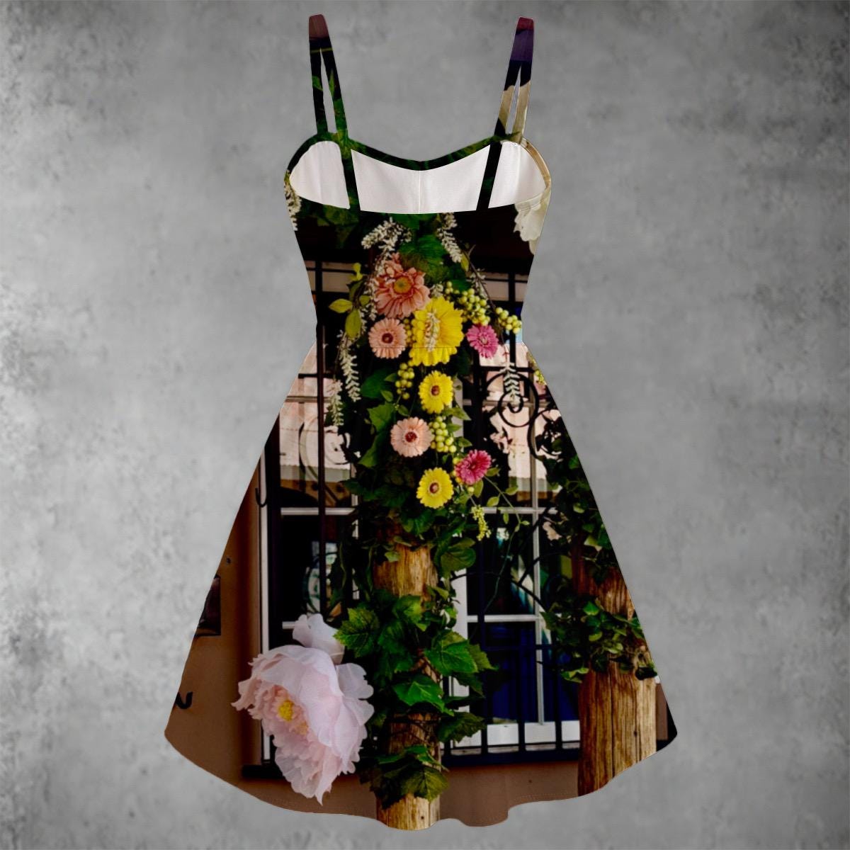 New Mexico Brown Floral Women's Spaghetti Strap Dress