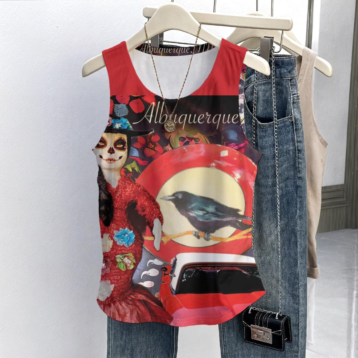 Day of the Dead New Mexico Women Cotton Sleeveless Tee