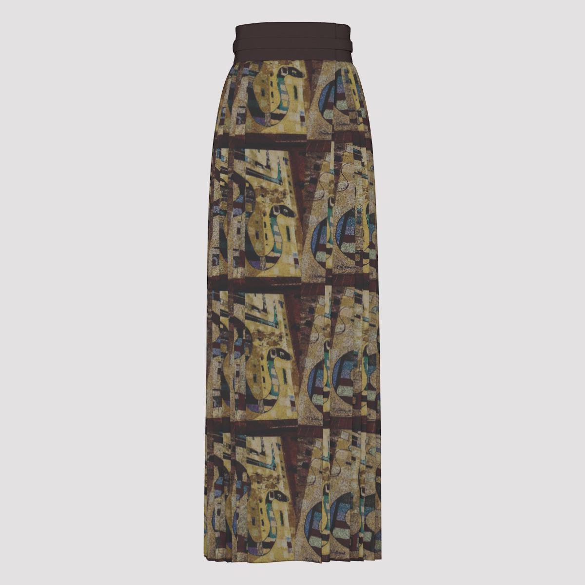 Snake MURAL  Women Traditional Chinese Pleated Skirt