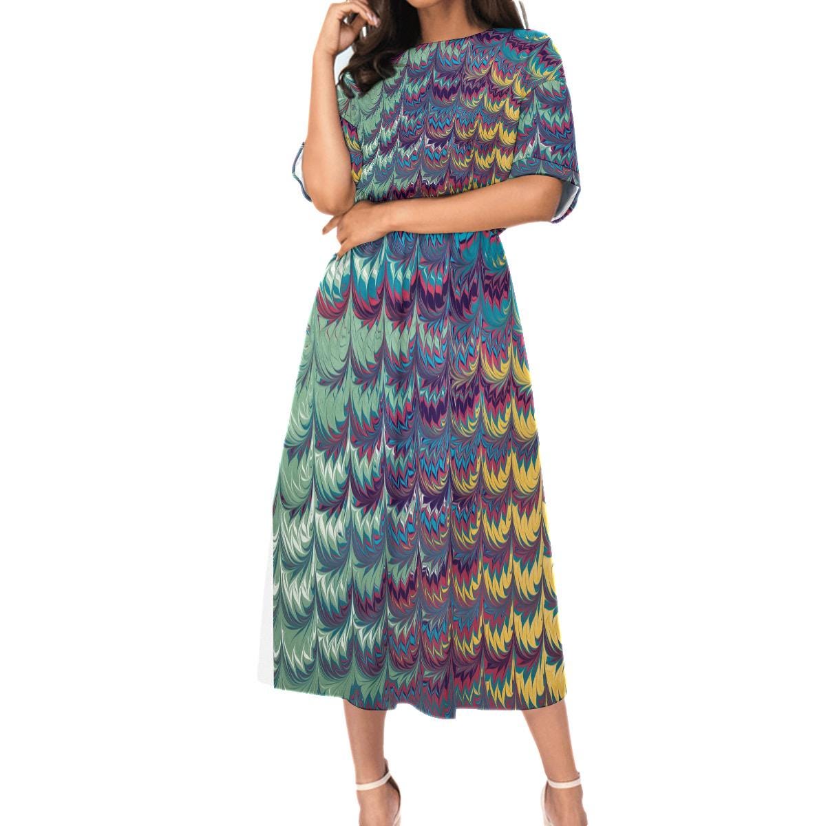 Sara's Purple Women's Elastic Waist Dress