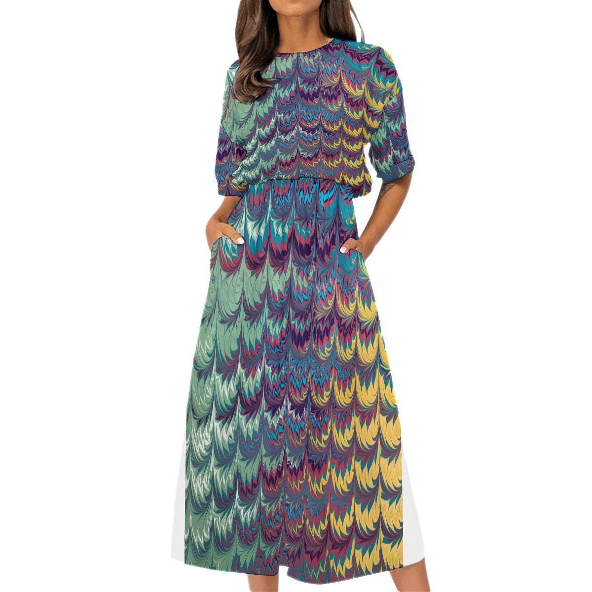 Sara's Purple Women's Elastic Waist Dress